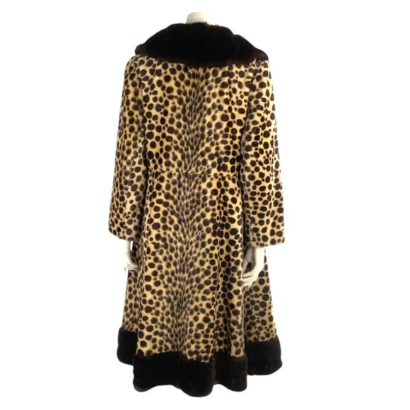 VTG 60s Hudson's Detroit Faux Fur Animal Print Coat L Penny Lane Cheetah Leopard - Picture 4 of 11